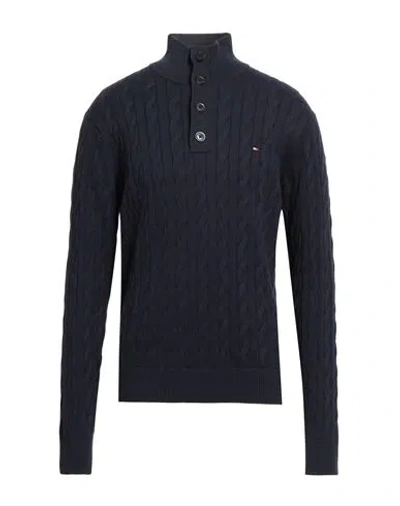 Tommy Hilfiger Man Turtleneck Navy Size L Organic Cotton In Blue