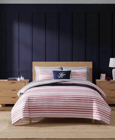 Tommy Hilfiger Mandalay Beach Stripe Cotton Reversible 3-pc. Duvet Cover Set, King In Pink
