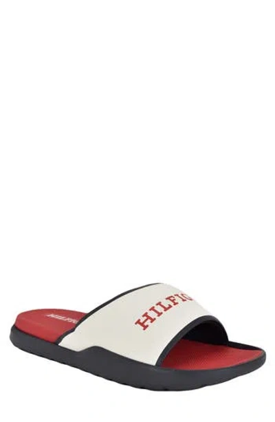 Tommy Hilfiger Marson 2 Slide Sandal In White/ Navy Multi