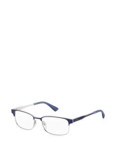 Tommy Hilfiger Matte Rectangle-frame Glasses In Blue