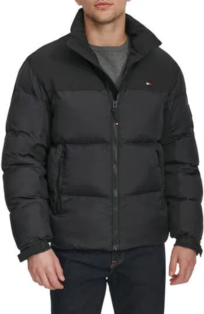 Tommy Hilfiger Matte Water Resistant Puffer Jacket In Black
