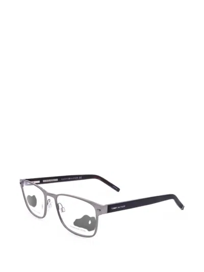 Tommy Hilfiger Matte-finish Rectangle-frame Glasses In Grey