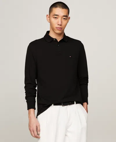 Tommy Hilfiger Men's 1985 Regular-fit Long-sleeve Polo Shirt In Black