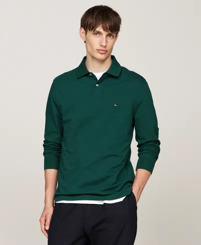 Tommy Hilfiger Men's 1985 Regular-fit Long-sleeve Polo Shirt In Ornamental Green