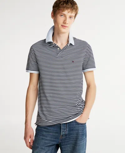 Tommy Hilfiger Men's 1985 Slim Fit Polo Shirt In Breezy Blue,desert Sky