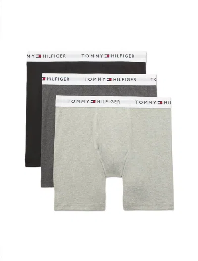 Tommy Hilfiger Men's 3-pack Cotton Classic Boxer Brief In Black/charcoal/grey In Multi