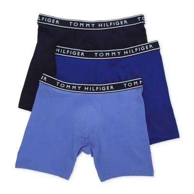 Tommy Hilfiger Men's 3 Pack Cotton Stretch Boxer Brief In Persian Blue In Multi