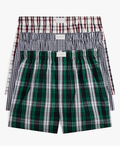 Tommy Hilfiger Men's 3-pack Holiday Exclusive Woven Boxers In Green