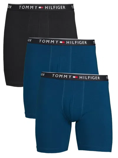 Tommy Hilfiger Men's 3-pack Logo Boxer Briefs In Blue