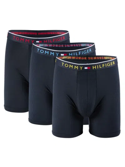 Tommy Hilfiger Men's 3-pack Logo Boxer Briefs In Navy Multi
