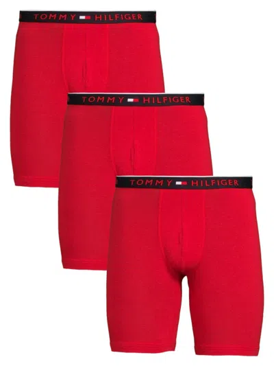 Tommy Hilfiger Men's 3-pack Logo Boxer Briefs In Red