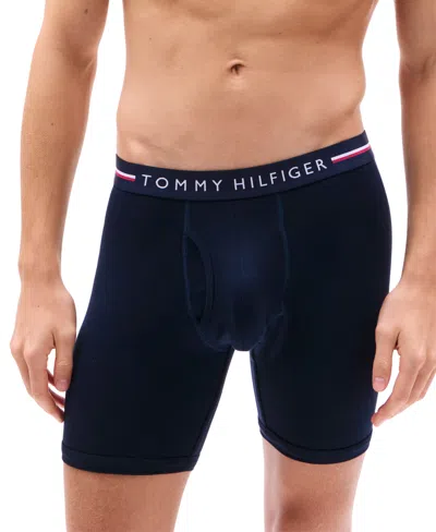 Tommy Hilfiger Men's 3-pack All Day Comfort Boxer Briefs In Primary Green,blue Ink,desert Sky