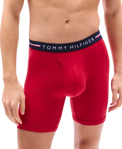 Tommy Hilfiger Men's 3-pack All Day Comfort Boxer Briefs In Primary Red,royalty Micro Flag,desert