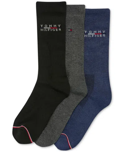 Tommy Hilfiger Men's 3-pk. Logo Cushioned Crew Socks In Black Asst
