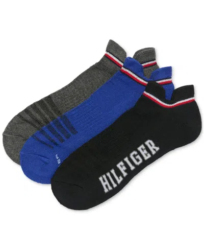 Tommy Hilfiger Men's 3-pk. Logo Double Tab Cushioned No-show Socks In Black Asst