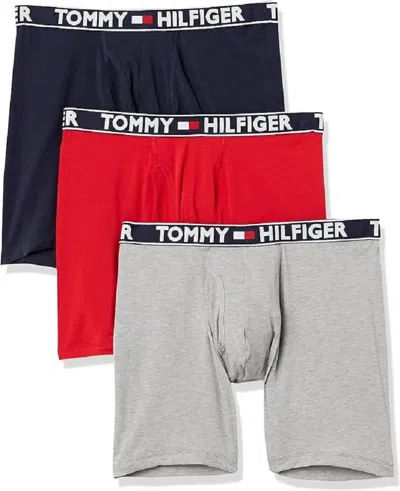 Tommy Hilfiger Men's 3-pack Comfort 2.0 Boxer Brief In Navy/red/grey In Multi