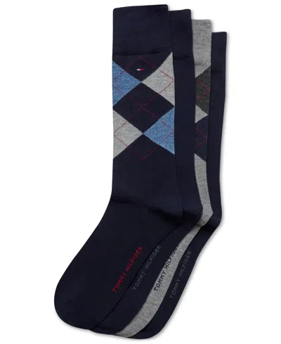 Tommy Hilfiger Men's 4-pk. Argyle Crew Dress Socks In Navy Assorted