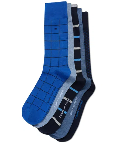 Tommy Hilfiger Men's 5-pk. Patterned Crew Dress Socks In Blue