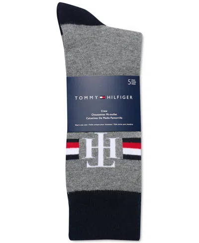 Tommy Hilfiger Men's 5pk. Logo Crew Socks In Heather Grey