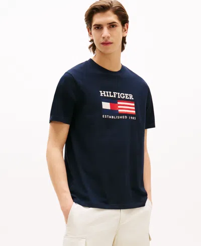 Tommy Hilfiger Americana Monotype Flag Box Mens T Shirt In Black