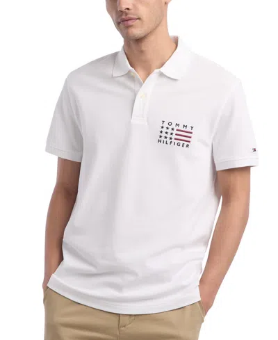 Tommy Hilfiger Men's Americana Chest Flag Polo Shirt In White