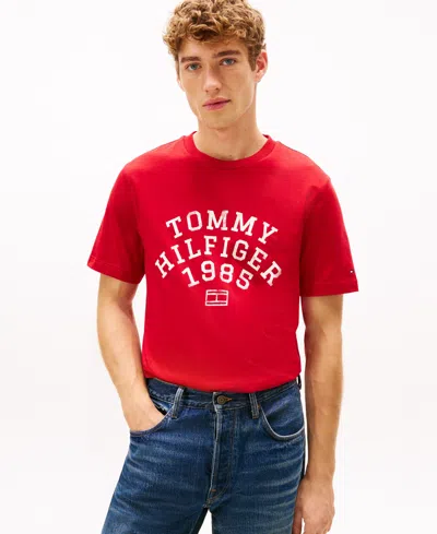 Tommy Hilfiger Men's Arch Crewneck T-shirt In Red