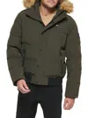 Tommy Hilfiger Men's Artic Faux Fur Hooded Bomber Jacket In Dark Forest
