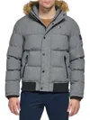 Tommy Hilfiger Men's Artic Faux Fur Hooded Bomber Jacket In Heather Grey
