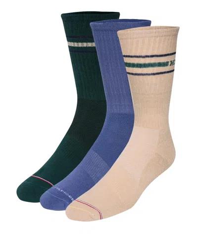 Tommy Hilfiger Men's Athletic Crew Socks, 3-pack In Burgundy
