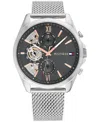 Tommy Hilfiger Men's Multifunction Silver Stainless Steel Watch 43.5mm In Silver