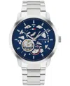 Tommy Hilfiger Men's Automatic Silver-tone Stainless Steel Bracelet Watch 43mm In Silver
