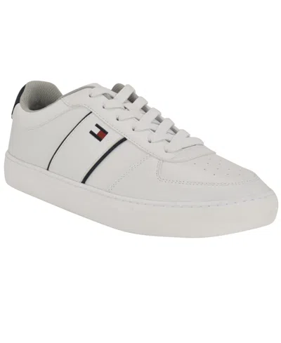 Tommy Hilfiger Men's Baffie Low Top Fashion Court Sneakers In White,navy