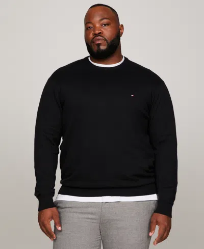 Tommy Hilfiger Men's Big And Tall Crewneck Sweater In Black