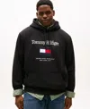 Tommy Hilfiger Men's Big & Tall Embroidered Flag Hooded Sweatshirt In Black