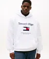 Tommy Hilfiger Men's Big & Tall Embroidered Flag Hooded Sweatshirt In White