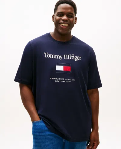 Tommy Hilfiger Men's Big & Tall Embroidered Flag T-shirt In Blue