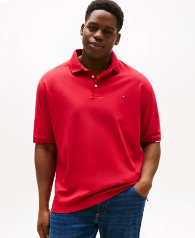 Tommy Hilfiger Men's Big & Tall Flag-cuff Polo Shirt In Red