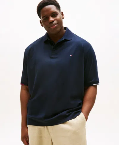Tommy Hilfiger Men's Big & Tall Flag-cuff Polo Shirt In Blue