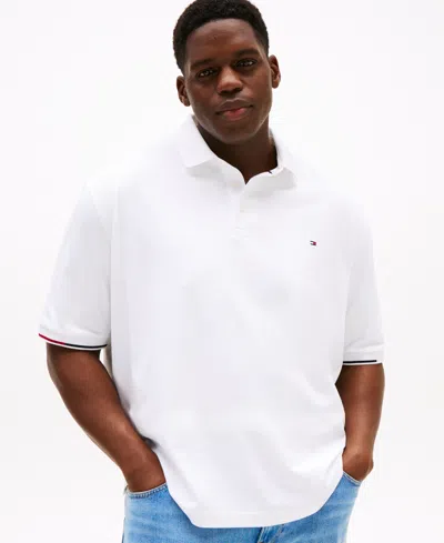 Tommy Hilfiger Men's Big & Tall Flag-cuff Polo Shirt In White