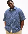 Tommy Hilfiger Men's Big & Tall Leaf-pattern Linen Shirt In Blue