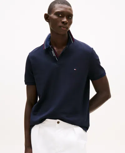 Tommy Hilfiger Men's Big & Tall Placket Interest Classic-fit Polo Shirt In Desert Sky