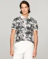 Tommy Hilfiger Men's Big & Tall Printed Short-sleeve Polo Shirt In Desert Sky,ivory Petal