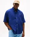 Tommy Hilfiger Men's Big & Tall Relaxed Fit Short Sleeve Button-down Garment Dyed Oxford Shirt In Blue