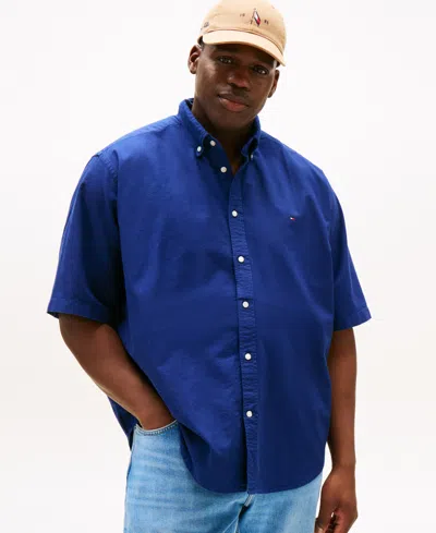 Tommy Hilfiger Men's Big & Tall Relaxed Fit Short Sleeve Button-down Garment Dyed Oxford Shirt
