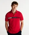 Tommy Hilfiger Regular Fit Embroidered Stripe Polo In Medium Red