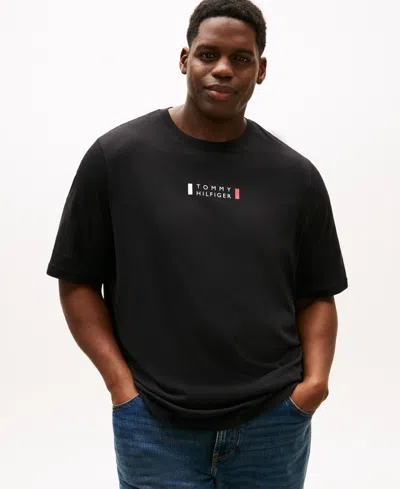 Tommy Hilfiger Men's Big & Tall Small Center Logo T-shirt In Black