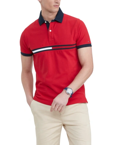 Tommy Hilfiger Men's Big & Tall Tanner Short Sleeve Polo Shirt In Primary Red