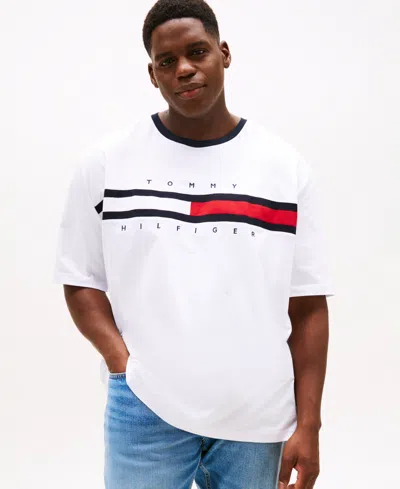 Tommy Hilfiger Men's Big & Tall Tino Logo Short Sleeve T-shirt In White