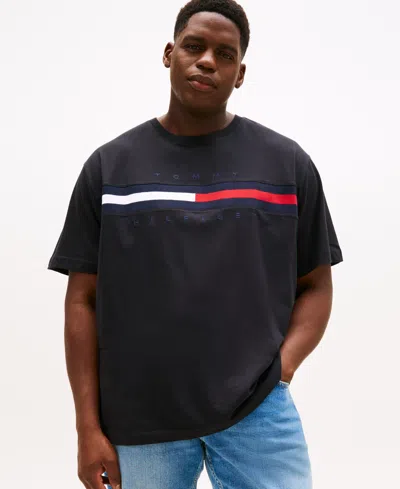 Tommy Hilfiger Men's Big & Tall Tino Logo Short Sleeve T-shirt In Black