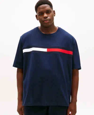 Tommy Hilfiger Men's Big & Tall Tino Logo Short Sleeve T-shirt In Blue